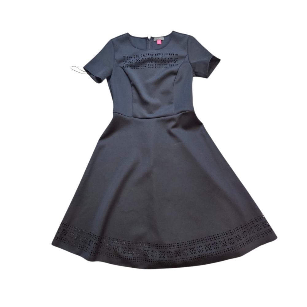 Vince Camuto | Black Laser-Cut Fit and Flare Dress | Size XS